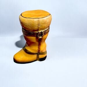 Authentic Limoges Cowboy Boot Trinket Box, Engagement Ring Box, Pillbox